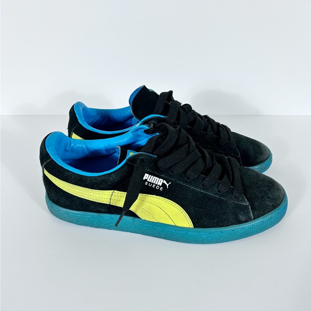Puma Suede Men's Size 9 Classic LFS Sneakers Black Yellow Blue Low Top Sneakers